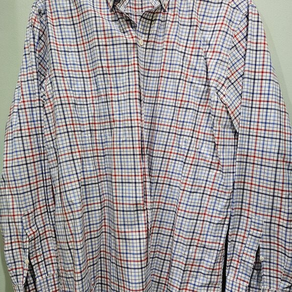 LEDBURY | 17" | Red, Blue and White Plaid Oxford Shirt - Regular - Picture 2 of 2